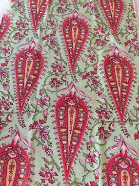 Paisley Floral Fat Quarter Cotton Fabric 18x22" Pink Green Quilting Sewing Craft
